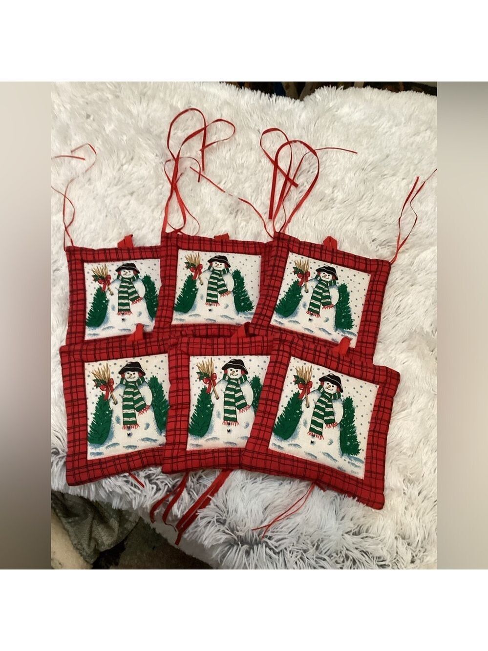 Unbranded snowman pit holders set of 6 with strings to make a hanging display